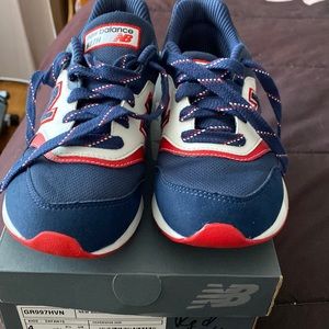 Red white and blue new balance kids size 4